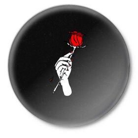 Значок с принтом Lil Peep (Rose) в Кировске,  металл | круглая форма, металлическая застежка в виде булавки | Тематика изображения на принте: baby | broken | cry | lil | lil peep | peep | rap | rose | лил | лил пип | пип | реп | роза | сердце