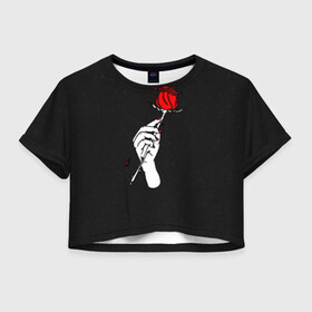 Женская футболка Crop-top 3D с принтом Lil Peep (Rose) в Кировске, 100% полиэстер | круглая горловина, длина футболки до линии талии, рукава с отворотами | baby | broken | cry | lil | lil peep | peep | rap | rose | лил | лил пип | пип | реп | роза | сердце