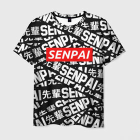 Мужская футболка 3D с принтом SENPAI в Кировске, 100% полиэфир | прямой крой, круглый вырез горловины, длина до линии бедер | ahegao | anime | kawai | kowai | oppai | otaku | senpai | sugoi | waifu | yandere | аниме | ахегао | ковай | культура | отаку | сенпай | тренд | яндере