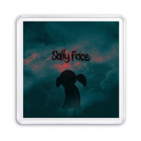 Магнит 55*55 с принтом Sally Face (Силуэт). в Кировске, Пластик | Размер: 65*65 мм; Размер печати: 55*55 мм | face | game | horror | larry | sally | sally face | sanity s fall | игра | ларри | мальчик с протезом | салли | салли фейс | ужасы