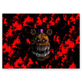 Поздравительная открытка с принтом Five Nights At Freddy s в Кировске, 100% бумага | плотность бумаги 280 г/м2, матовая, на обратной стороне линовка и место для марки
 | 5 ночей с фредди | five nights at freddys | foxy | аниматроники | игра | компьютерная игра | робот | фокси | фредди | фреди | чика