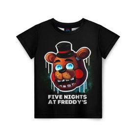 Детская футболка 3D с принтом Five Nights At Freddy\`s в Кировске, 100% гипоаллергенный полиэфир | прямой крой, круглый вырез горловины, длина до линии бедер, чуть спущенное плечо, ткань немного тянется | Тематика изображения на принте: 