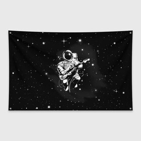 Флаг-баннер с принтом Cosmorock в Кировске, 100% полиэстер | размер 67 х 109 см, плотность ткани — 95 г/м2; по краям флага есть четыре люверса для крепления | cosmonaut | cosmos | guitar | music | rock | space | spacesuit | star | гитара | звезда | космонавт | космос | музыка | скафандр