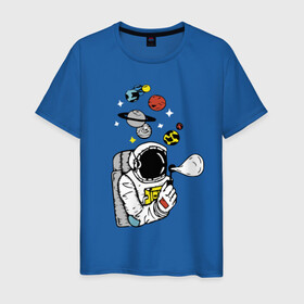 Мужская футболка хлопок с принтом Cosmos в Кировске, 100% хлопок | прямой крой, круглый вырез горловины, длина до линии бедер, слегка спущенное плечо. | bubble | cosmonaut | cosmos | planets | saturn | space | spacesuit | stars | звезды | космонавт | космос | мыльный пузырь | планеты | сатурн | скафандр