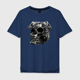 Мужская футболка хлопок Oversize с принтом Metallica в Кировске, 100% хлопок | свободный крой, круглый ворот, “спинка” длиннее передней части | metal | metallica | music | skull | thrash metal | underground | музыка | трэш металл | череп