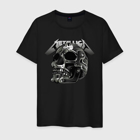 Мужская футболка хлопок с принтом Metallica в Кировске, 100% хлопок | прямой крой, круглый вырез горловины, длина до линии бедер, слегка спущенное плечо. | metal | metallica | music | skull | thrash metal | underground | музыка | трэш металл | череп