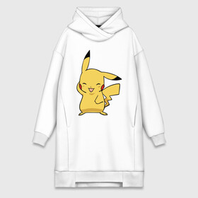 Платье-худи хлопок с принтом Улыбчивый Пикачу в Кировске,  |  | detective pikachu | pikachu | pokeball | pokemon | детектив пикачу | пикачу | покебол | покемон