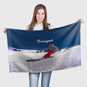 Флаг 3D с принтом Rossignol в Кировске, 100% полиэстер | плотность ткани — 95 г/м2, размер — 67 х 109 см. Принт наносится с одной стороны | france | movement | rossignol | snow | speed | вершина | горные лыжи | горы | движение | скорость | снег | франция