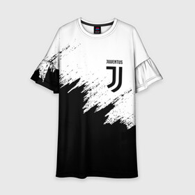 Детское платье 3D с принтом JUVENTUS SPORT в Кировске, 100% полиэстер | прямой силуэт, чуть расширенный к низу. Круглая горловина, на рукавах — воланы | Тематика изображения на принте: black and white | cr7 | fc | football | football club | juve | juventus | ronaldo | sport | роналдо | спорт | спортивные | униформа | фирменные цвета | фк | футбол | футбольный клуб | черно белый | ювентус