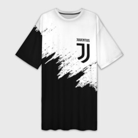 Платье-футболка 3D с принтом JUVENTUS SPORT в Кировске,  |  | Тематика изображения на принте: black and white | cr7 | fc | football | football club | juve | juventus | ronaldo | sport | роналдо | спорт | спортивные | униформа | фирменные цвета | фк | футбол | футбольный клуб | черно белый | ювентус