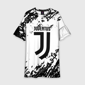 Детское платье 3D с принтом JUVENTUS в Кировске, 100% полиэстер | прямой силуэт, чуть расширенный к низу. Круглая горловина, на рукавах — воланы | Тематика изображения на принте: cr7 | fc | football | football club | juve | juventus | ronaldo | sport | роналдо | спорт | спортивные | униформа | фирменные цвета | фк | футбол | футбольный клуб | ювентус