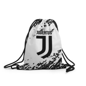 Рюкзак-мешок 3D с принтом JUVENTUS в Кировске, 100% полиэстер | плотность ткани — 200 г/м2, размер — 35 х 45 см; лямки — толстые шнурки, застежка на шнуровке, без карманов и подкладки | Тематика изображения на принте: cr7 | fc | football | football club | juve | juventus | ronaldo | sport | роналдо | спорт | спортивные | униформа | фирменные цвета | фк | футбол | футбольный клуб | ювентус