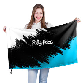 Флаг 3D с принтом SALLY FACE в Кировске, 100% полиэстер | плотность ткани — 95 г/м2, размер — 67 х 109 см. Принт наносится с одной стороны | face | game | horror | larry | sally | sally face | sanity s fall | брызги | игра | краски | ларри | мальчик с протезом | салли | салли фейс | ужасы