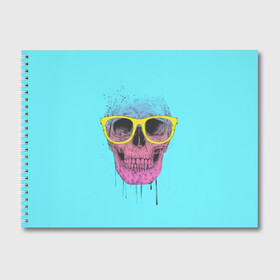 Альбом для рисования с принтом Череп В Очках в Кировске, 100% бумага
 | матовая бумага, плотность 200 мг. | face | paints | skeleton | skull | картинка | картинки | кости | краски | лицо | мода | очки | скелет | тренд | тренды | череп