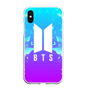 Чехол для iPhone XS Max матовый с принтом BTS BUTTERFLIES в Кировске, Силикон | Область печати: задняя сторона чехла, без боковых панелей | bangtan boys | bt21 | bts | bts army | bts stickers | butterflies | j hope | jimin | jin | jungkook | k pop | rap monster | rapmon | suga | v | бабочки | бтс | корея | стикеры bts