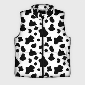 Мужской жилет утепленный 3D с принтом Корова в Кировске,  |  | animal | black white | cow | pattern | животное | кавай | корова | паттерн | пятна | черно белое