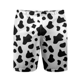 Мужские шорты 3D спортивные с принтом Корова в Кировске,  |  | Тематика изображения на принте: animal | black white | cow | pattern | животное | кавай | корова | паттерн | пятна | черно белое
