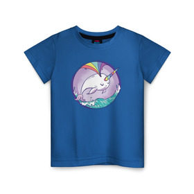 Детская футболка хлопок с принтом Нарвал в Кировске, 100% хлопок | круглый вырез горловины, полуприлегающий силуэт, длина до линии бедер | narwhal | единорог | летние | лето | море | нарвал | радуга | рыба | рыбы