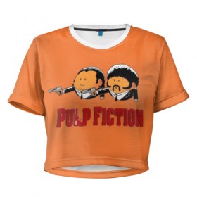 Женская футболка Cropp-top с принтом Pulp Fiction - Art 2 в Кировске, 100% полиэстер | круглая горловина, длина футболки до линии талии, рукава с отворотами | art | film | movie | pulp fiction | tarantino | кино | криминальное чтиво | приколы | тарантино | фильмы
