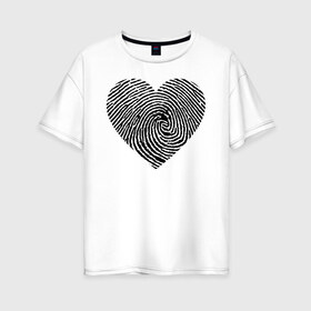 Женская футболка хлопок Oversize с принтом След на сердце в Кировске, 100% хлопок | свободный крой, круглый ворот, спущенный рукав, длина до линии бедер
 | любовь | оригинальная | сердечки | сердечко | сердце | след