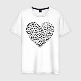 Мужская футболка хлопок с принтом Собаковое сердце. в Кировске, 100% хлопок | прямой крой, круглый вырез горловины, длина до линии бедер, слегка спущенное плечо. | животные | любовь | милые | прикольная | прикольный | сердечки | сердце | собаки | собачки