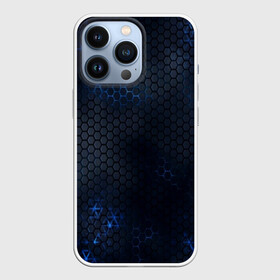 Чехол для iPhone 13 Pro с принтом СТАЛЬНАЯ БРОНЯ | STEEL ARMOUR в Кировске,  |  | abstraction | cyber | cyberpunk | future | geometry | hexagon | neon | techno | texture | абстракция | броня | геометрия | кибер | краски | неон | неоновый | сетка | соты | стальная броня | текстура | шестигранники