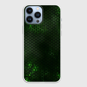 Чехол для iPhone 13 Pro Max с принтом ЗЕЛЕНАЯ БРОНЯ   GREEN STEEL в Кировске,  |  | abstraction | cyber | cyberpunk | future | geometry | hexagon | neon | techno | texture | абстракция | броня | геометрия | кибер | краски | неон | неоновый | сетка | соты | стальная броня | текстура | шестигранники