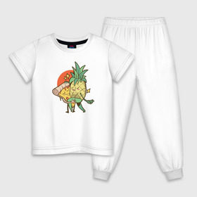 Детская пижама хлопок с принтом Пицца и Ананас в Кировске, 100% хлопок |  брюки и футболка прямого кроя, без карманов, на брюках мягкая резинка на поясе и по низу штанин
 | 