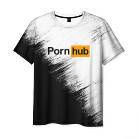 Мужская футболка 3D с принтом Pornhub в Кировске, 100% полиэфир | прямой крой, круглый вырез горловины, длина до линии бедер | Тематика изображения на принте: brazzers | браззерс