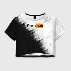 Женская футболка Cropp-top с принтом Pornhub в Кировске, 100% полиэстер | круглая горловина, длина футболки до линии талии, рукава с отворотами | brazzers | браззерс