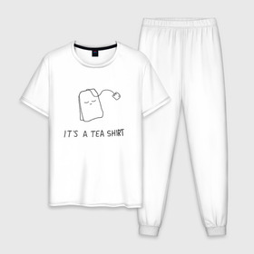 Мужская пижама хлопок с принтом TEA SHIRT в Кировске, 100% хлопок | брюки и футболка прямого кроя, без карманов, на брюках мягкая резинка на поясе и по низу штанин
 | beauty | cute | funny | handsome | tea | teabag | милота | пакетик