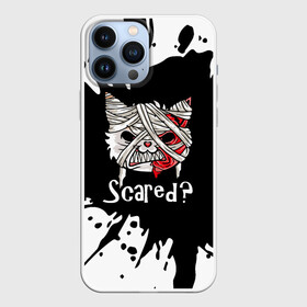 Чехол для iPhone 13 Pro Max с принтом Ну что, страшно в Кировске,  |  | bandage | blood | blot.black | cat | fangs | fear | halloween | horror | kitten | teeth | white | белый | бинт | зубы | клыки | клякса | кот | котенок | кошка | кровь | ужас | хэллоуин | черный