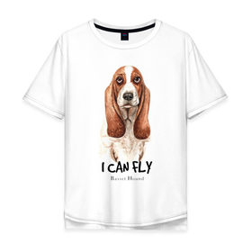 Мужская футболка хлопок Oversize с принтом Бассет-хаунд в Кировске, 100% хлопок | свободный крой, круглый ворот, “спинка” длиннее передней части | Тематика изображения на принте: dog | бассет | бассет хаунд | собака | собаки | хаунд