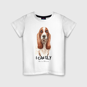 Детская футболка хлопок с принтом Бассет-хаунд в Кировске, 100% хлопок | круглый вырез горловины, полуприлегающий силуэт, длина до линии бедер | Тематика изображения на принте: dog | бассет | бассет хаунд | собака | собаки | хаунд