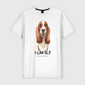 Мужская футболка хлопок Slim с принтом Бассет-хаунд в Кировске, 92% хлопок, 8% лайкра | приталенный силуэт, круглый вырез ворота, длина до линии бедра, короткий рукав | Тематика изображения на принте: dog | бассет | бассет хаунд | собака | собаки | хаунд
