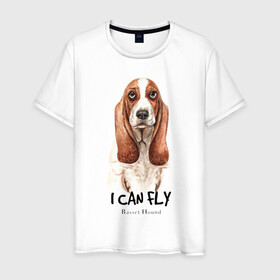 Мужская футболка хлопок с принтом Бассет-хаунд в Кировске, 100% хлопок | прямой крой, круглый вырез горловины, длина до линии бедер, слегка спущенное плечо. | dog | бассет | бассет хаунд | собака | собаки | хаунд