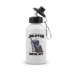 Бутылка спортивная с принтом Джиу-джитсу в Кировске, металл | емкость — 500 мл, в комплекте две пластиковые крышки и карабин для крепления | jiu jitsu | джиу джитсу | джиу джицу
