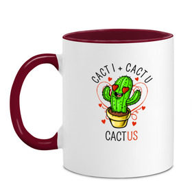 Кружка двухцветная с принтом Кактус в Кировске, керамика | объем — 330 мл, диаметр — 80 мм. Цветная ручка и кайма сверху, в некоторых цветах — вся внутренняя часть | cactus | кактус | надписи | надпись