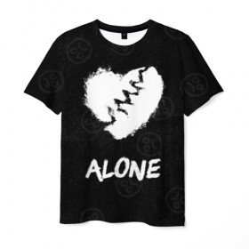 Мужская футболка 3D с принтом Alone в Кировске, 100% полиэфир | прямой крой, круглый вырез горловины, длина до линии бедер | alone | baby | bad | broken | cry | lil | lil peep | peep | rap | rose | sad | tentacion | xxxtentacion | лил | лил пип | пип | реп | роза | сердце | тентасион