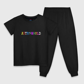 Детская пижама хлопок с принтом astroworld в Кировске, 100% хлопок |  брюки и футболка прямого кроя, без карманов, на брюках мягкая резинка на поясе и по низу штанин
 | Тематика изображения на принте: astroworld | astroworld merch | astroworld travis | merch | travis scott | travis scott astroworld | альбом astroworld | дженнер трэвис скотт | трэвис скотт