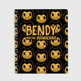 Тетрадь с принтом Bendy And The Ink Machine (35) в Кировске, 100% бумага | 48 листов, плотность листов — 60 г/м2, плотность картонной обложки — 250 г/м2. Листы скреплены сбоку удобной пружинной спиралью. Уголки страниц и обложки скругленные. Цвет линий — светло-серый
 | Тематика изображения на принте: bendy | bendy and the ink machine | devil | game | horror | ink | mask | бенди | бенди и чернильная машина | краска | чернила