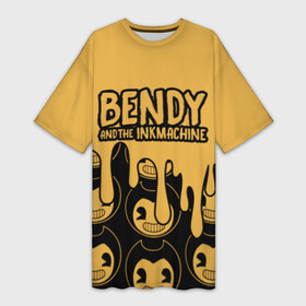 Платье-футболка 3D с принтом Bendy And The Ink Machine (36) в Кировске,  |  | bendy | bendy and the ink machine | devil | game | horror | ink | mask | бенди | бенди и чернильная машина | краска | чернила