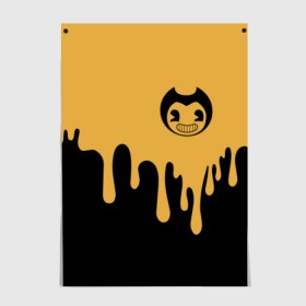 Постер с принтом Bendy And The Ink Machine (37) в Кировске, 100% бумага
 | бумага, плотность 150 мг. Матовая, но за счет высокого коэффициента гладкости имеет небольшой блеск и дает на свету блики, но в отличии от глянцевой бумаги не покрыта лаком | bendy | bendy and the ink machine | devil | game | horror | ink | mask | бенди | бенди и чернильная машина | краска | чернила