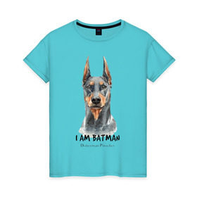Женская футболка хлопок с принтом Доберман в Кировске, 100% хлопок | прямой крой, круглый вырез горловины, длина до линии бедер, слегка спущенное плечо | doberman | доберман | пинчер | собака | собаки