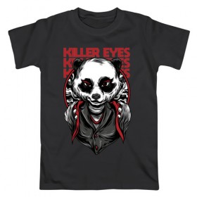 Мужская футболка хлопок с принтом Панда Киллер в Кировске, 100% хлопок | прямой крой, круглый вырез горловины, длина до линии бедер, слегка спущенное плечо. | killer | panda | бандит | гангстер | мафия | панда | панды