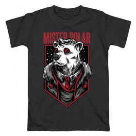Мужская футболка хлопок с принтом Полярный Медведь в Кировске, 100% хлопок | прямой крой, круглый вырез горловины, длина до линии бедер, слегка спущенное плечо. | bear | polar | бандит | гангстер | мафиози | мафия | медведи | медведь | полярные | полярный