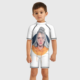 Детский купальный костюм 3D с принтом Billie Eilish art 1 в Кировске, Полиэстер 85%, Спандекс 15% | застежка на молнии на спине | art | billie | billie eilish | eilish | music | pop | trend | арт | билли айлиш | музыка | тренд