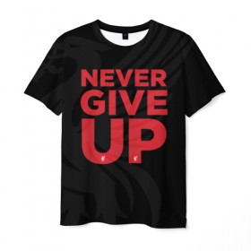 Мужская футболка 3D с принтом Never Give UP 4-0 в Кировске, 100% полиэфир | прямой крой, круглый вырез горловины, длина до линии бедер | Тематика изображения на принте: liverpool | never give up | salah | ливерпуль | салах | футболка салаха