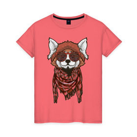 Женская футболка хлопок с принтом Red panda в Кировске, 100% хлопок | прямой крой, круглый вырез горловины, длина до линии бедер, слегка спущенное плечо | panda | животные | звери | панда | панды | природа