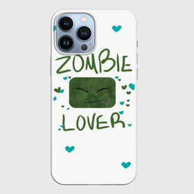 Чехол для iPhone 13 Pro Max с принтом Zombie Lover в Кировске,  |  | Тематика изображения на принте: funny | mine | minecraft | mods | noob | pro | skins | story | vs | zombie | инди | конструктор | майнкрафт | моды | нуб | скин | скрипер | шахта